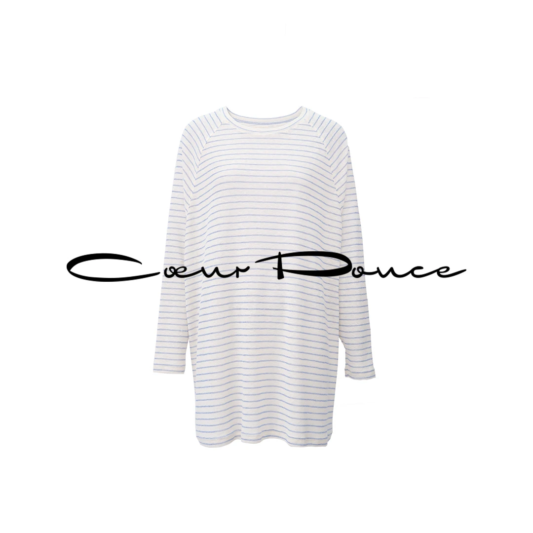 Coeur Douce｜度假风宽松型防晒落肩袖长袖T长裤背心35015