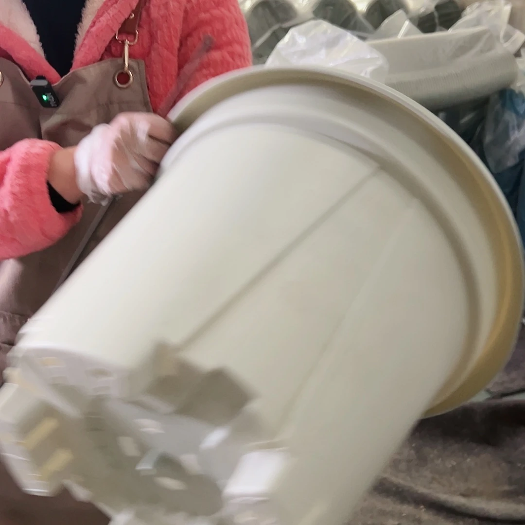 树脂青山盆7#米白色5个无托