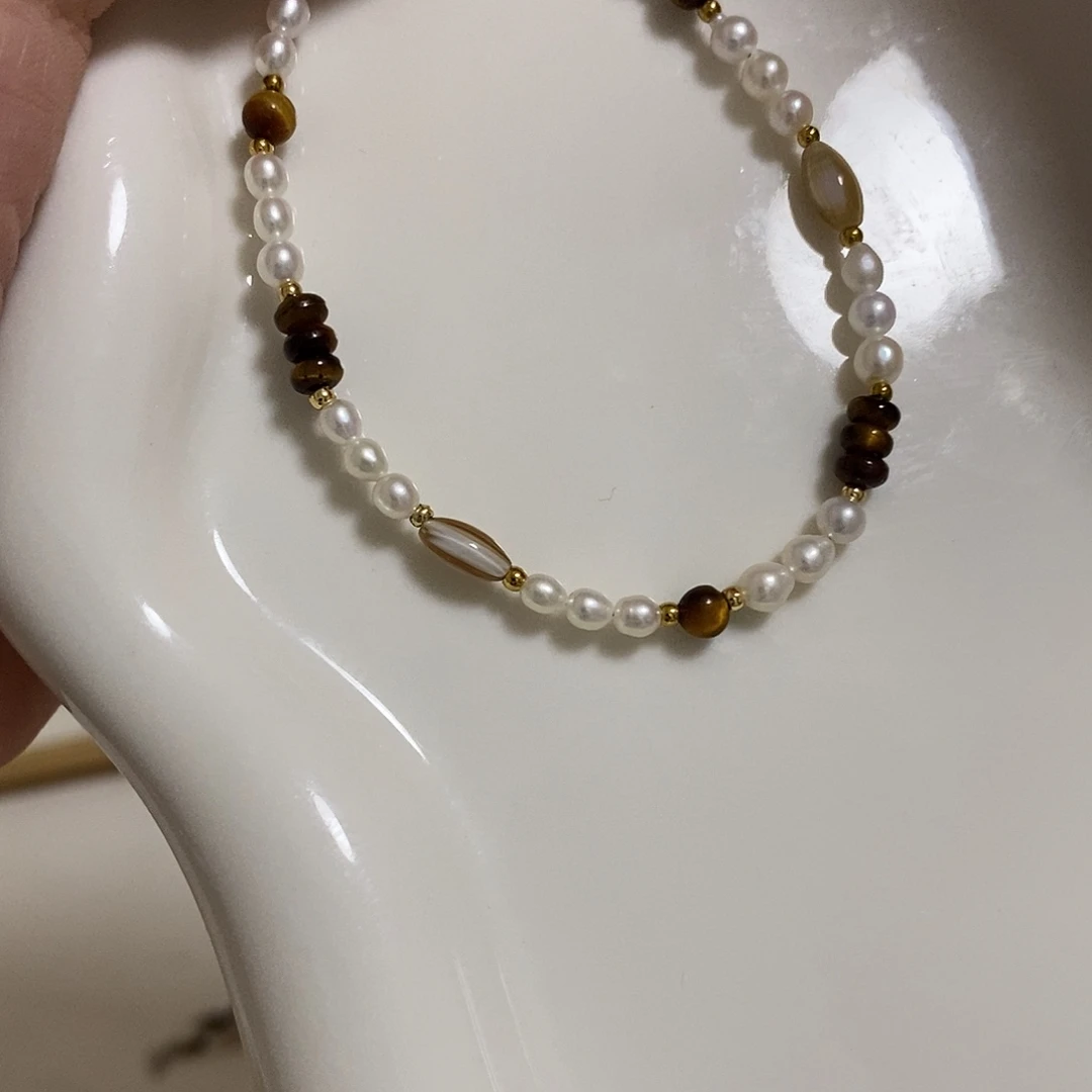 手绳银S925镶嵌淡水珍珠