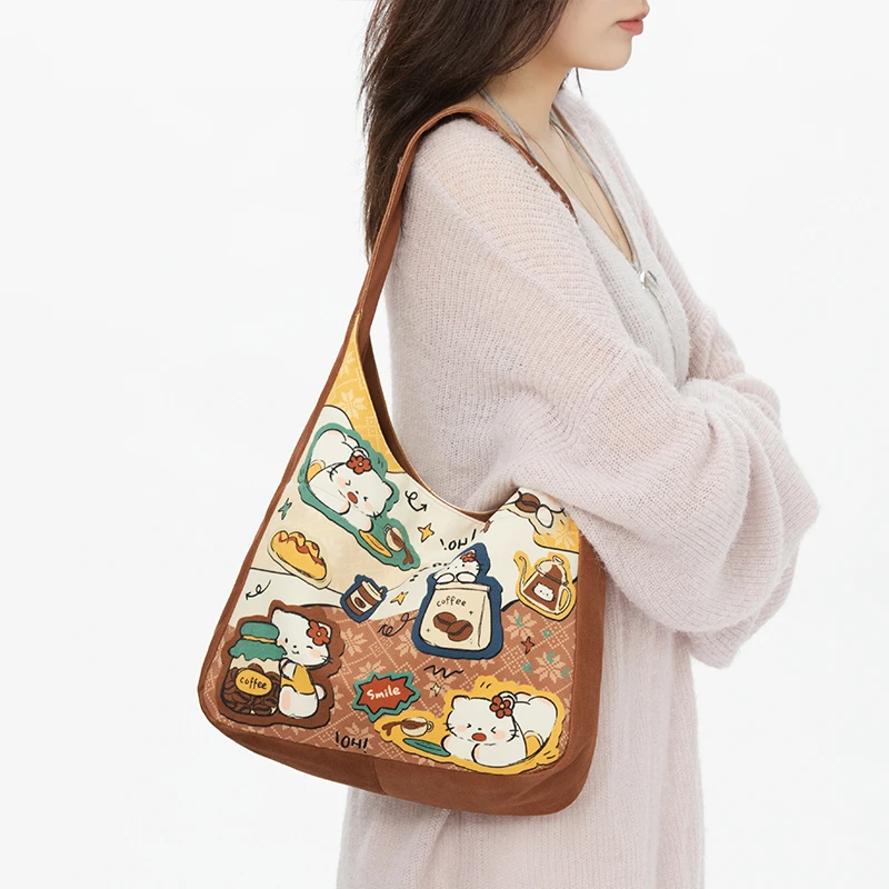 艺术鸭原创小众设计师款加侧单肩包手提印花休闲时尚百搭女包通勤