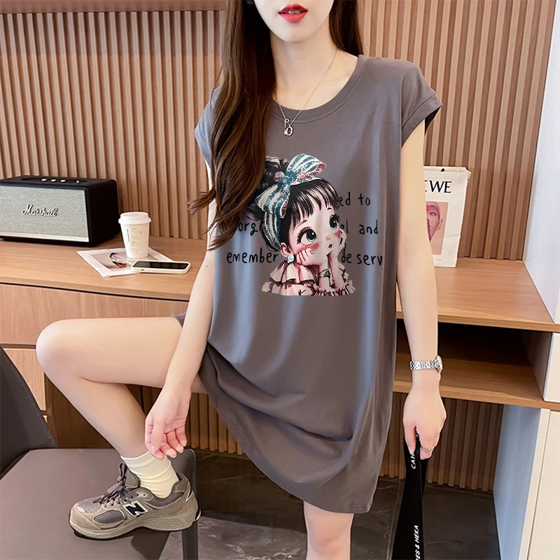 小众设计感无袖背心女2025夏季宽松大码洋气减龄坎肩纯棉T恤裙ins
