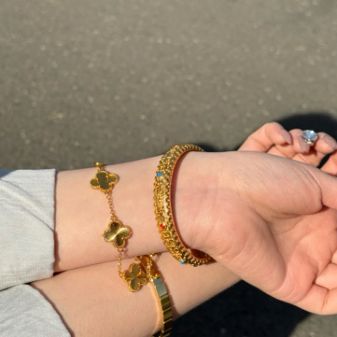 黄铜手镯 珐琅手镯 千璐 宽皇后手镯卡大气富贵高级气质欧若风