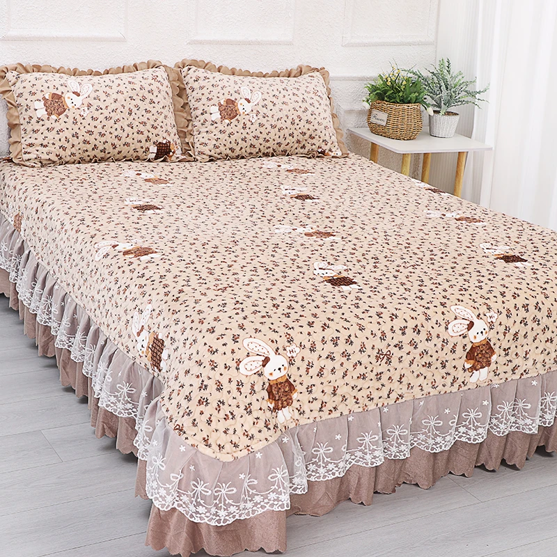 （宝宝绒床盖）2025年新款宝宝绒加厚夹棉绗缝床盖