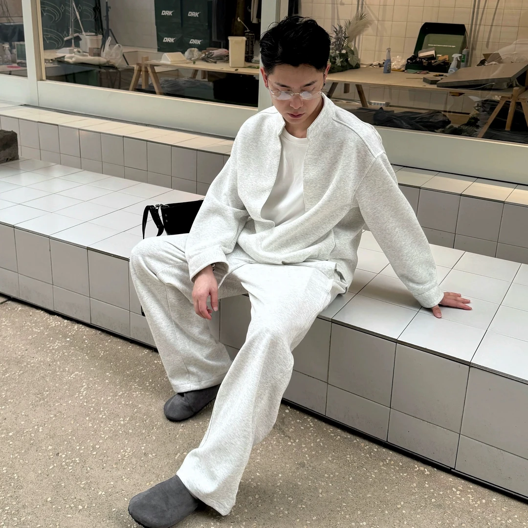 「高品质」假两件层次感立领休闲卫衣秋季男女宽松松弛感卫裤套装