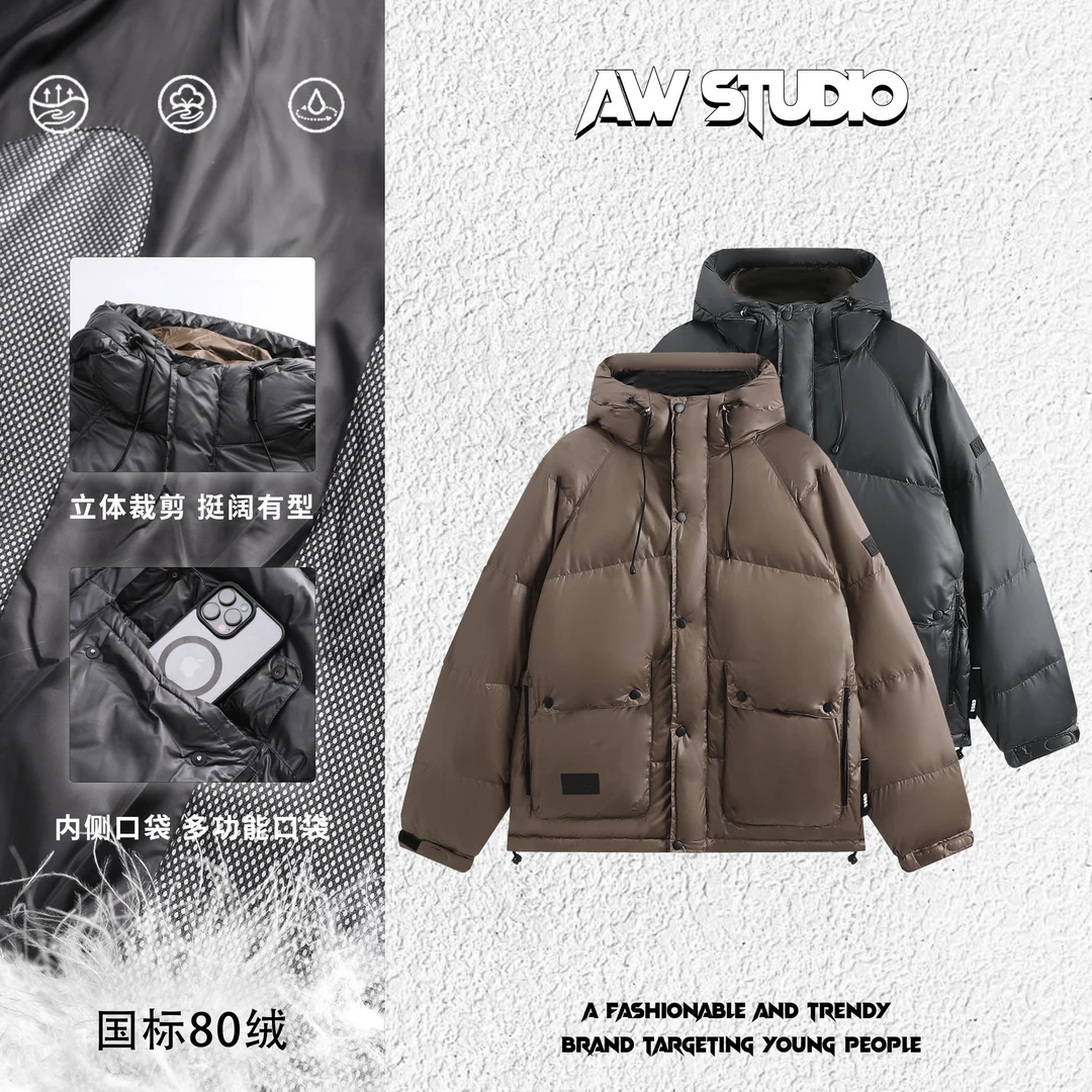 ”AW”冬『F8·原创设计』高充羽绒服国标80绒纯色剪裁宽松外套Z-8860