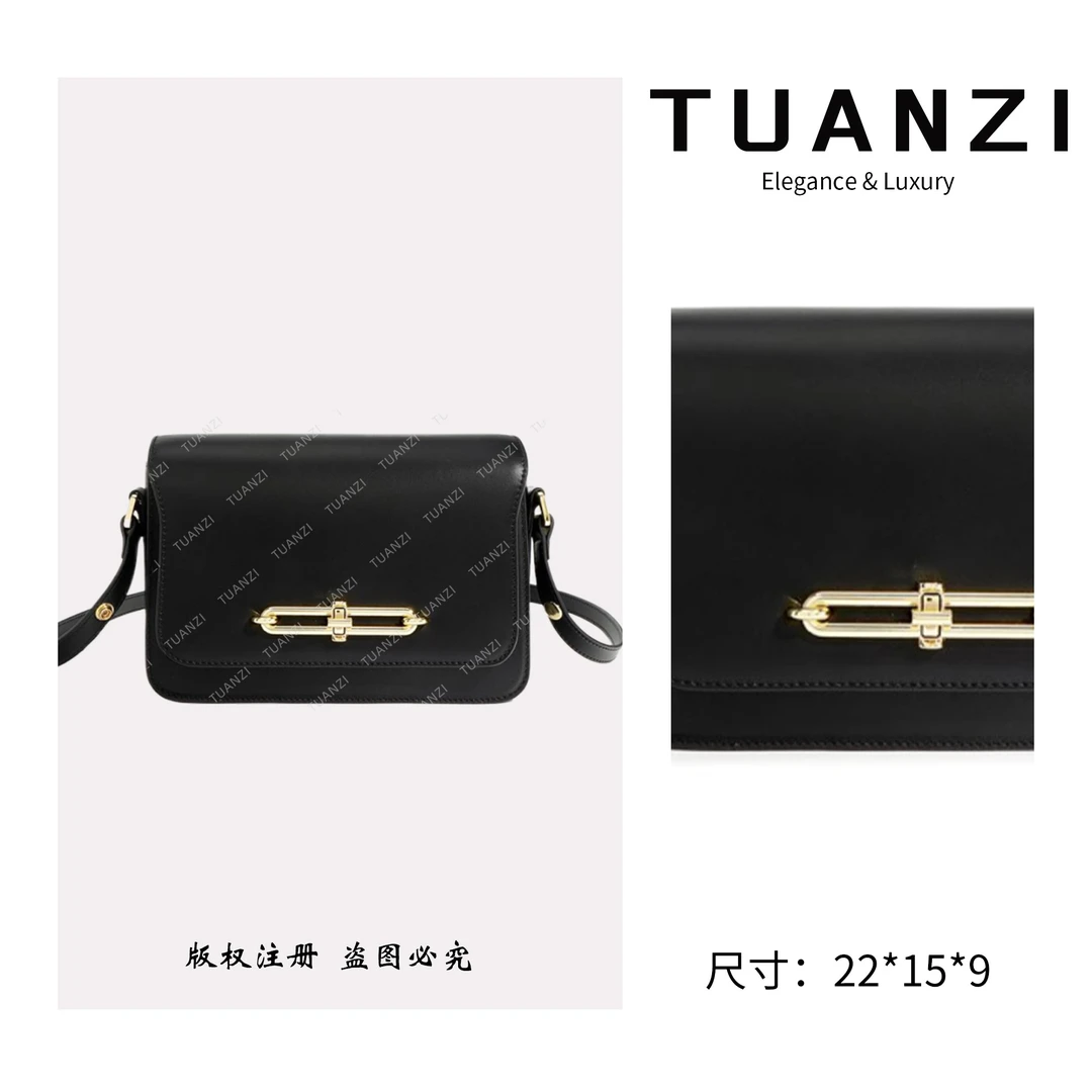 TUANZI『高端玩家』原创小众设计秋冬新款斜跨包 ZG-F-9530-黑色