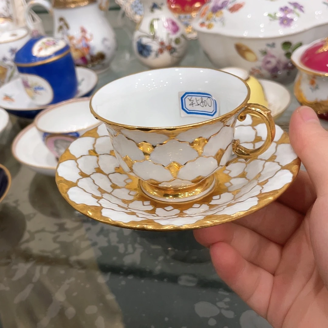 瓷片中古一等摩卡杯碟