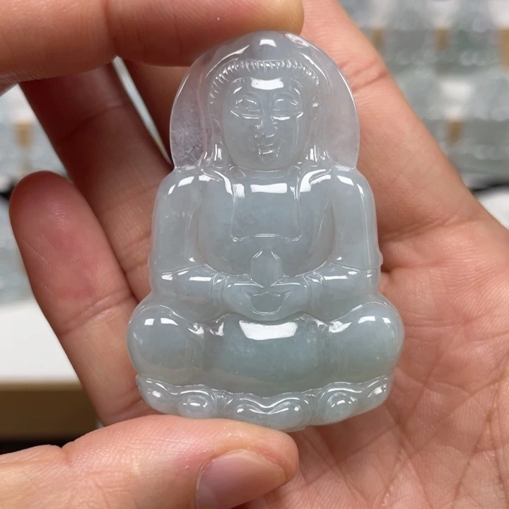 翡翠未镶嵌颈饰天然缅甸翡翠A货观音68号