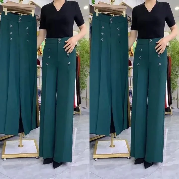 清仓捡漏~专柜剪标纯绵夏季薄款休闲宽松裤坠感显高腰洋气妈妈裤