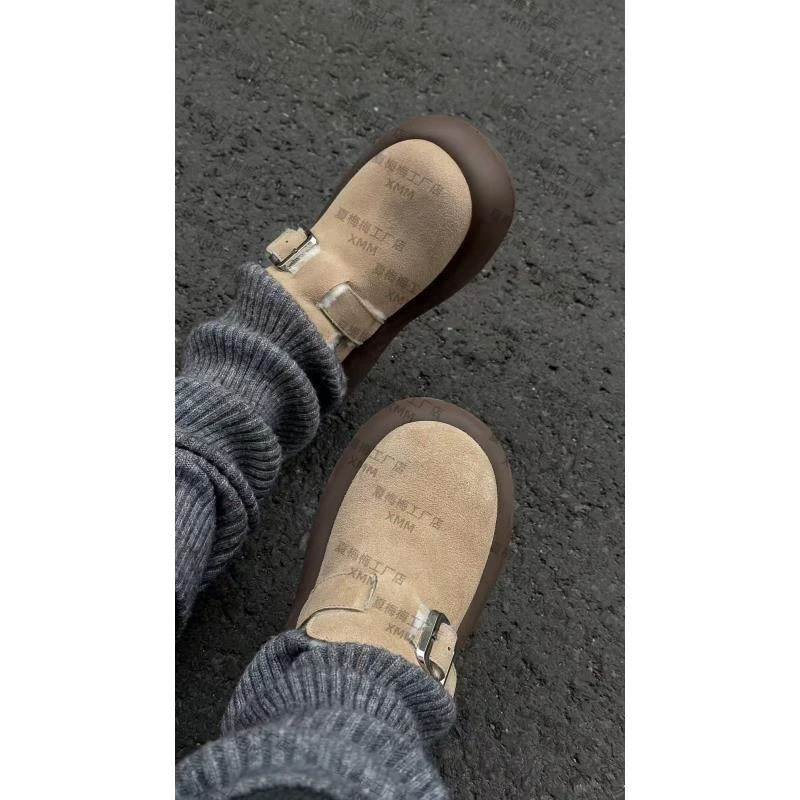 XMM【豆丁加绒鞋】时尚休闲鞋复古港风时尚浅口平底加厚百搭A610-1A