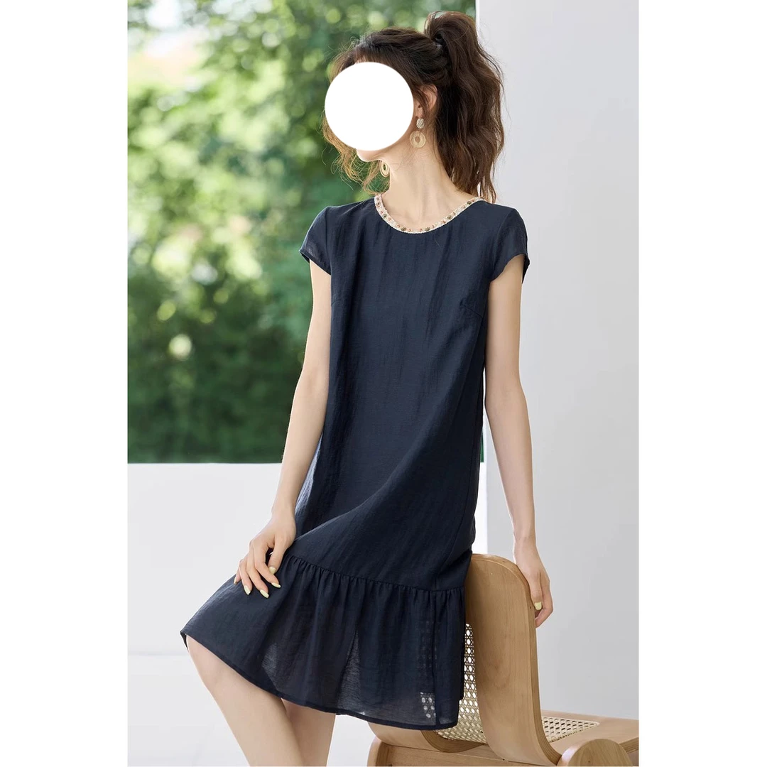 拼接时尚休闲裙子2025年夏季新款波西风宽松显瘦连衣裙宽松中长裙