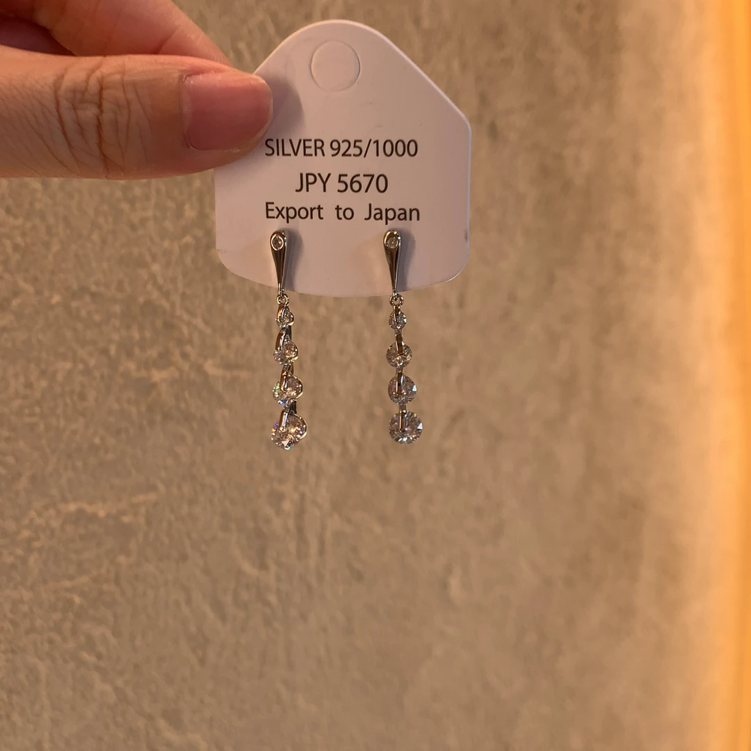 合金锆石耳饰 清冷感超闪圆形水滴锆石耳钉冷淡风韩系精致耳饰