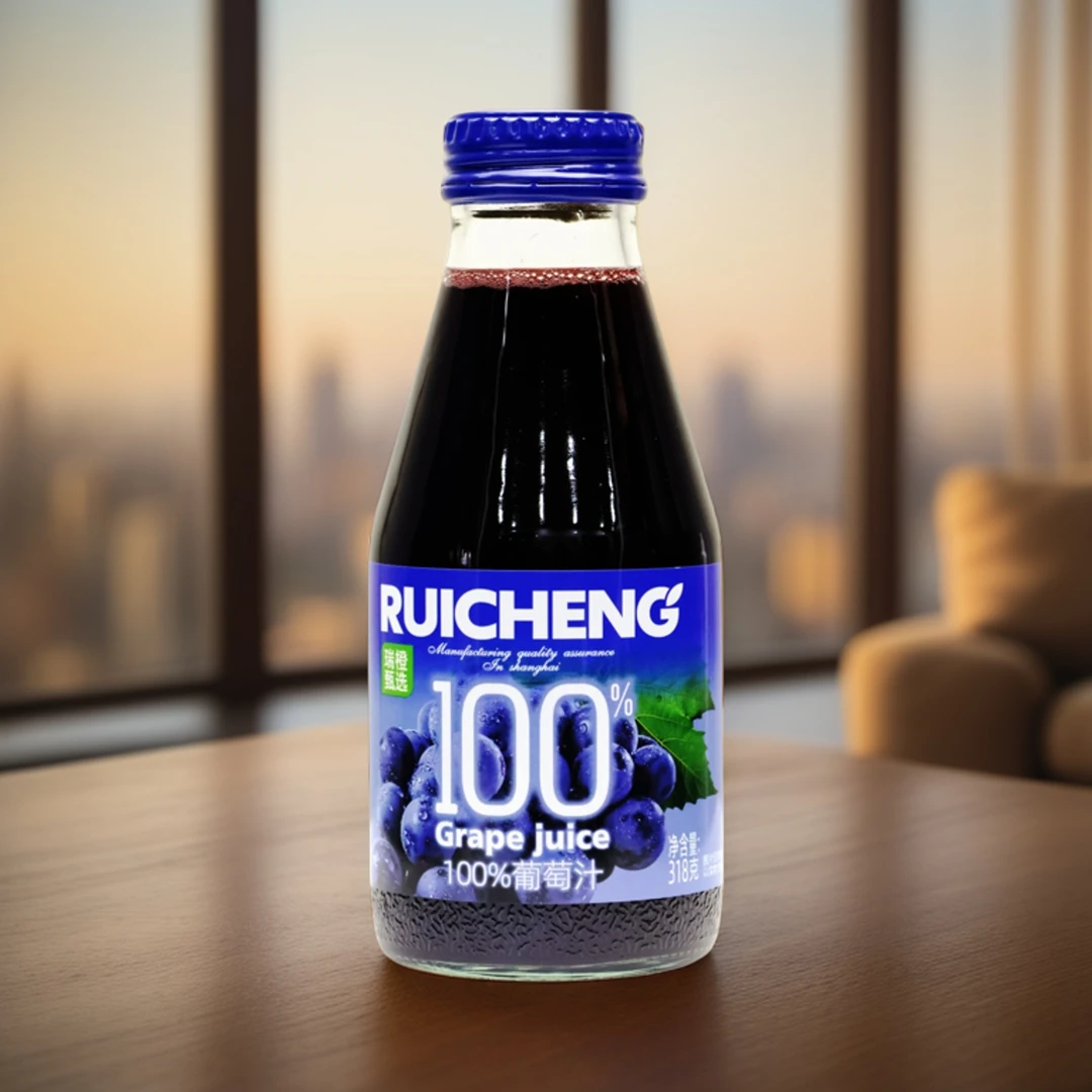 瑞橙甄选100%葡萄汁318克4瓶配料简单生日宴请休闲聚会小瓶果汁