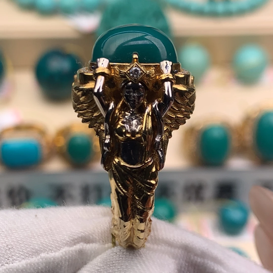 绿松石18K金镶嵌珠宝奇石