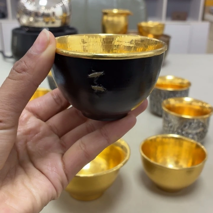 李小鹤铁包金2克足金999锔钉杯100毫升