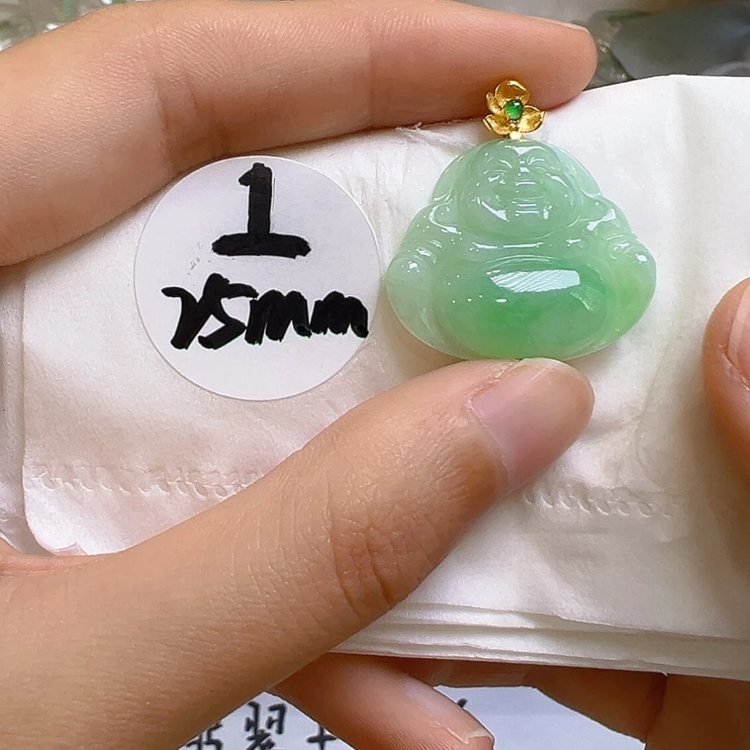 翡翠18K金镶嵌吊坠(不含链)翡翠