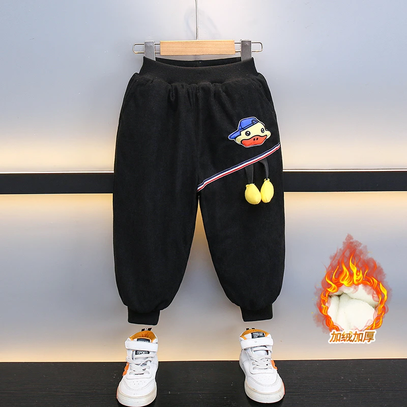 小黄鸭儿童棉裤加绒冬季2024新款男女童裤子保暖中小童长裤冬装