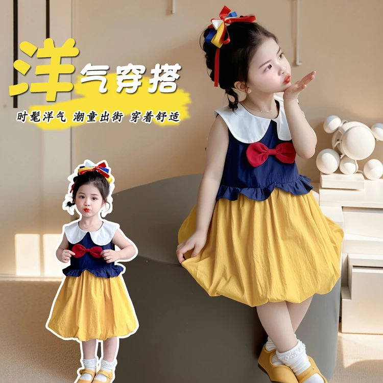 女童2025夏季新款白雪公主裙宝宝洋气时髦连衣裙生日周岁礼服裙子