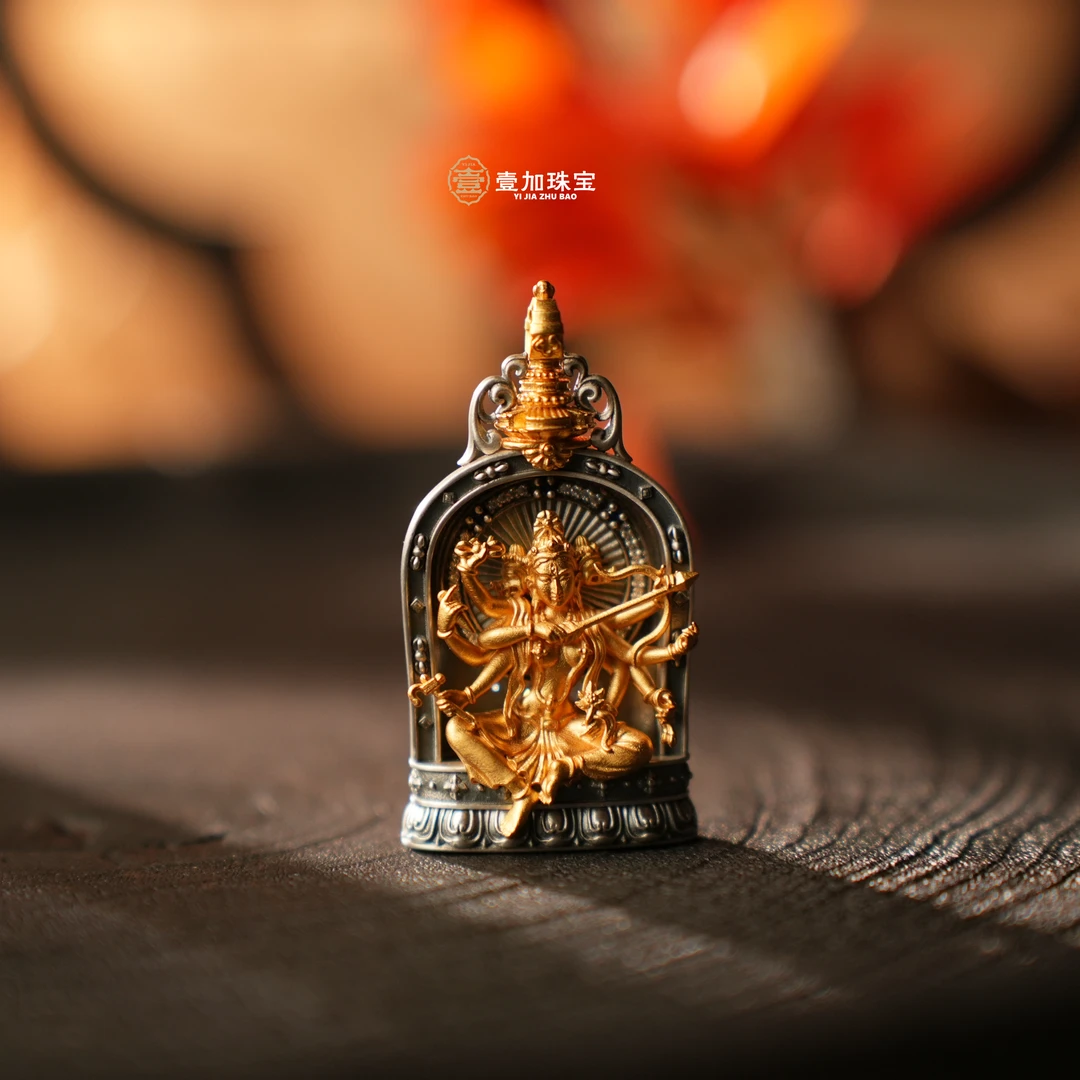 925银银制品 壹加师弟｜手工设计摩利支天银镶吊坠多样性发一