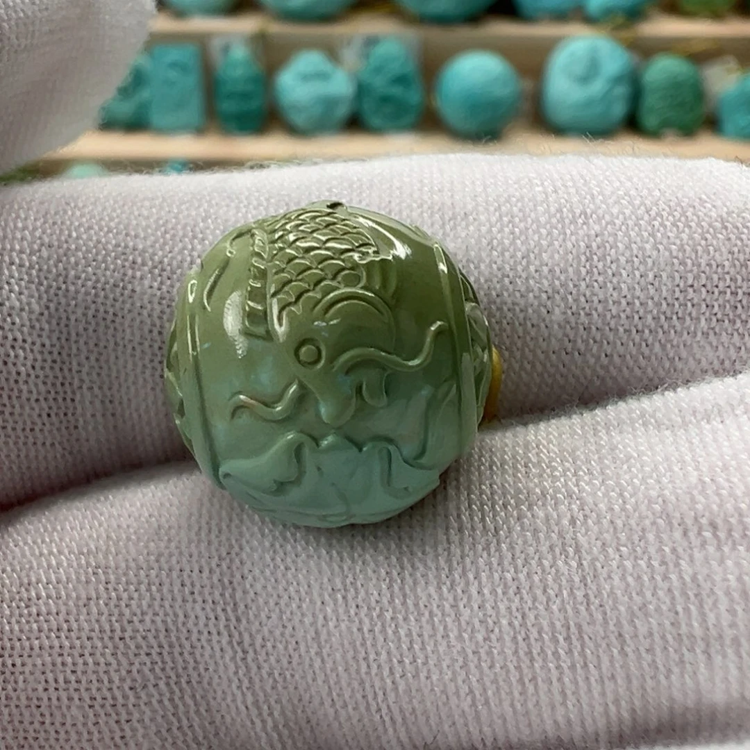 未镶嵌绿松石年年有鱼14.5mm