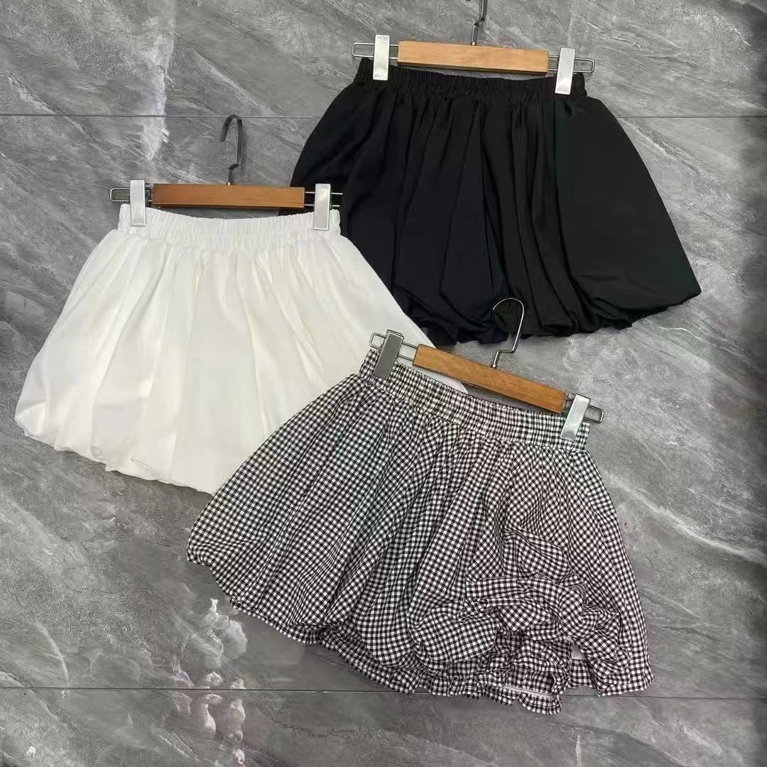 新品韩系松紧腰百搭半身裙3256