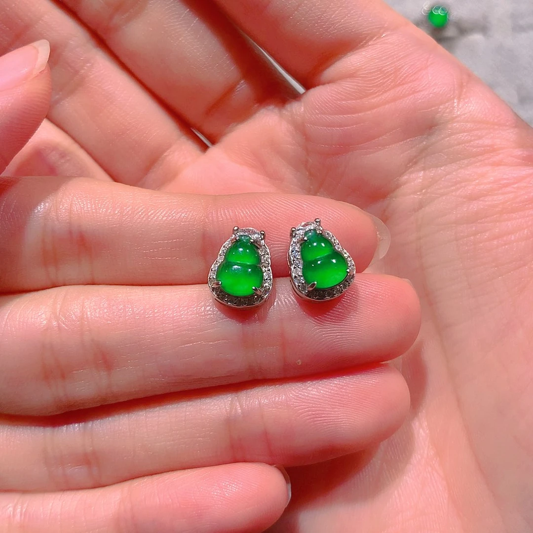 银S925镶嵌翡翠耳饰巫****莉