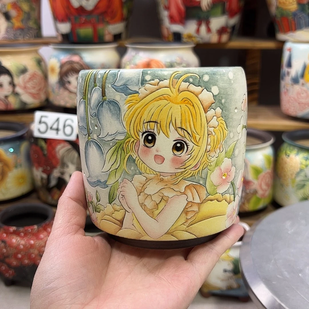 景德镇炫彩手绘口9.5高10.5