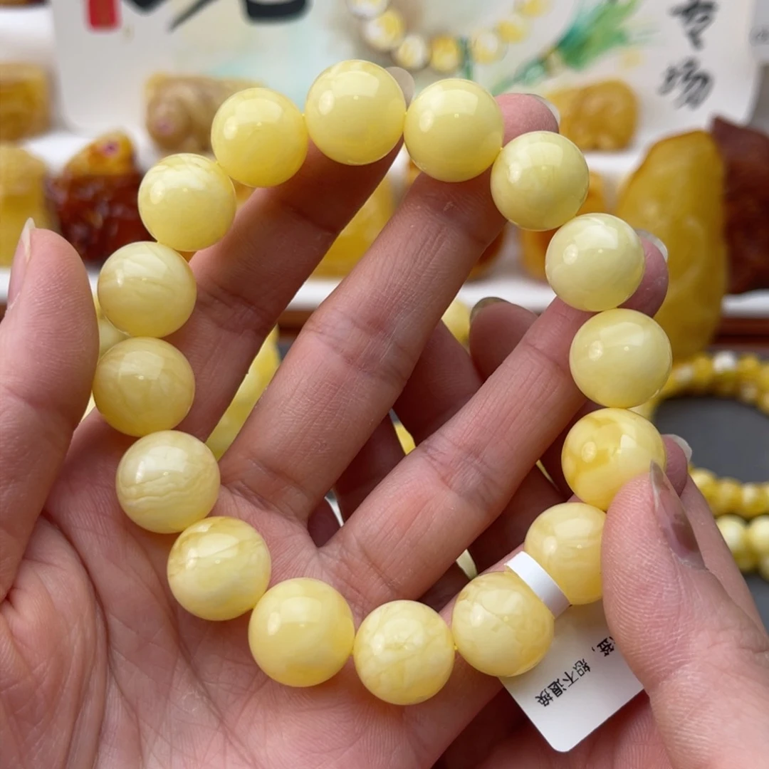 裸石琥珀未镶嵌蜜蜡瑕疵手串十四