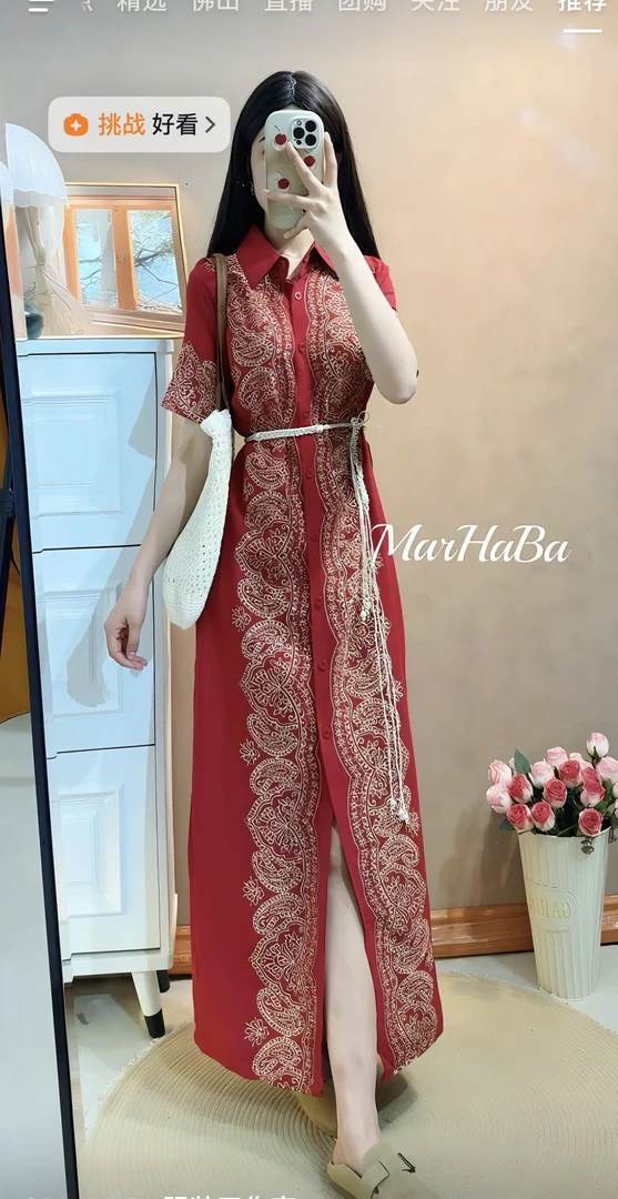 manzila 新款绣花带腰带连衣裙