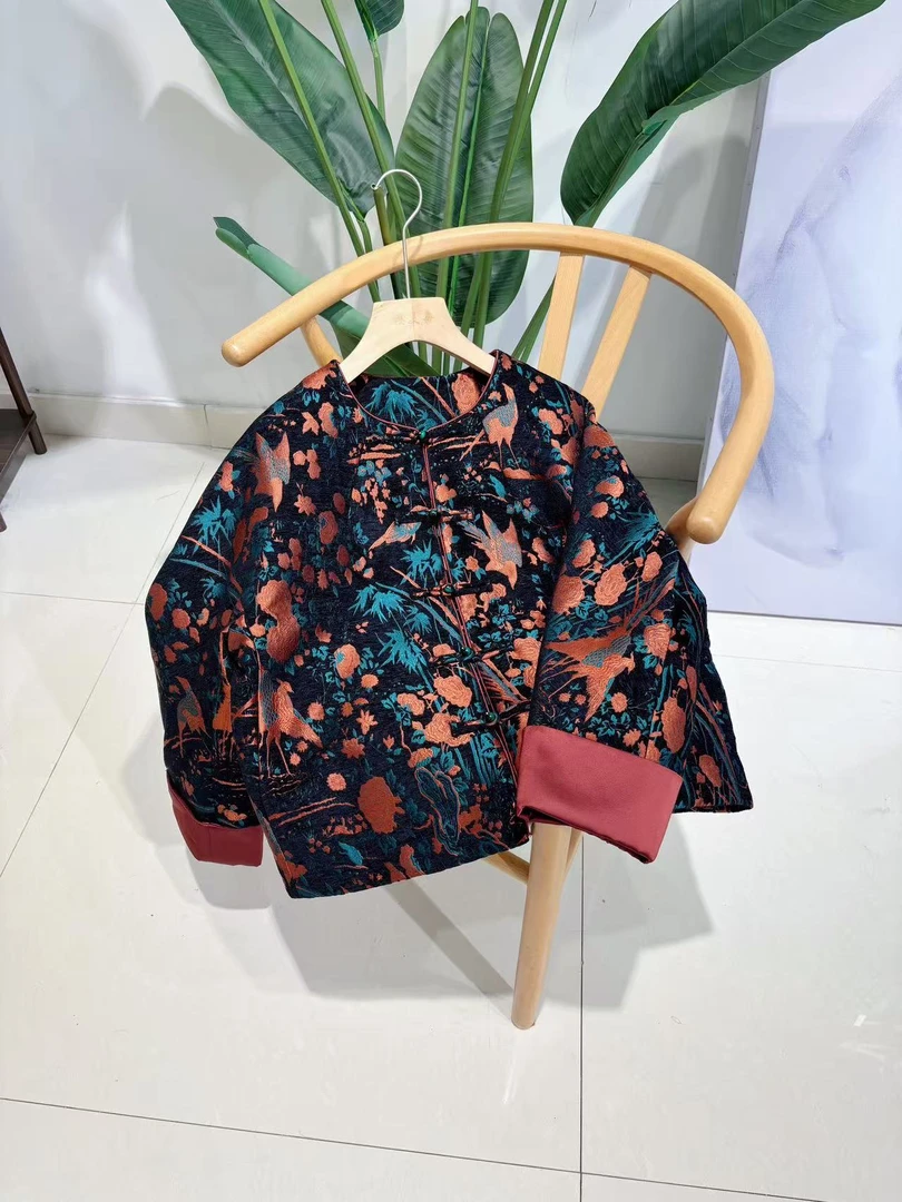 鹅绒服DY3254樱美嘉冬季新款新中式复古羽绒外套宽松