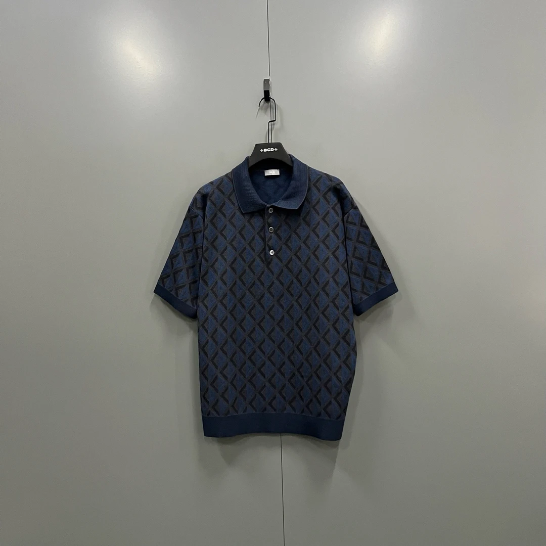 未使用 DIOR/迪奥 （ll）菱形满印短袖polo衫 L XL 103207