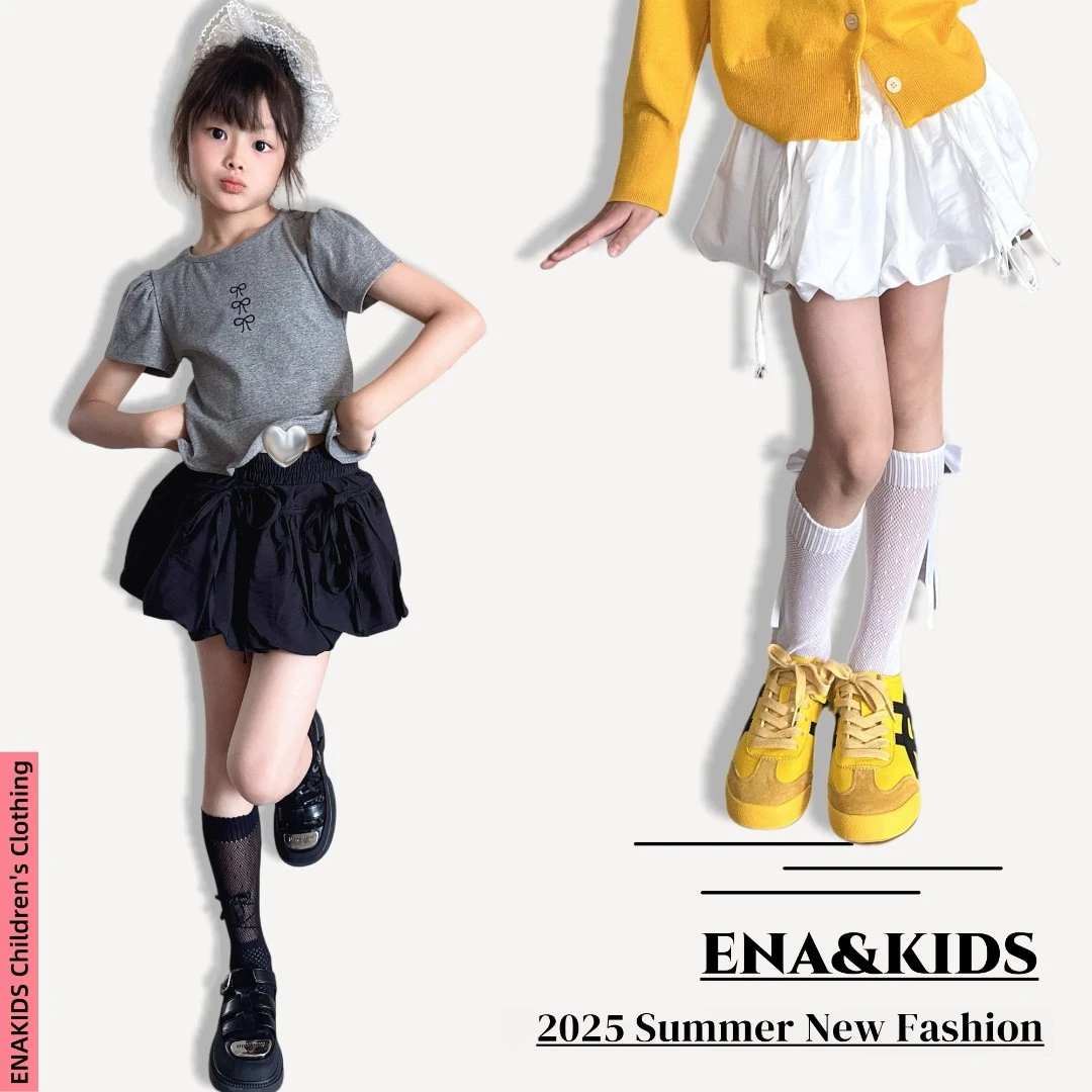 ENA恩娜kids【白月香颂】女童春夏蝴蝶结绑带蓬蓬裙高腰a字短款裤裙