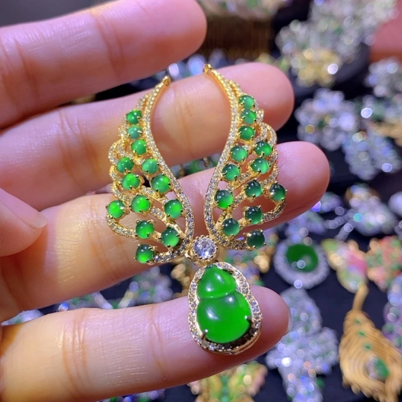 【闪购商品】翡翠挂件银S925镶嵌天然翡翠