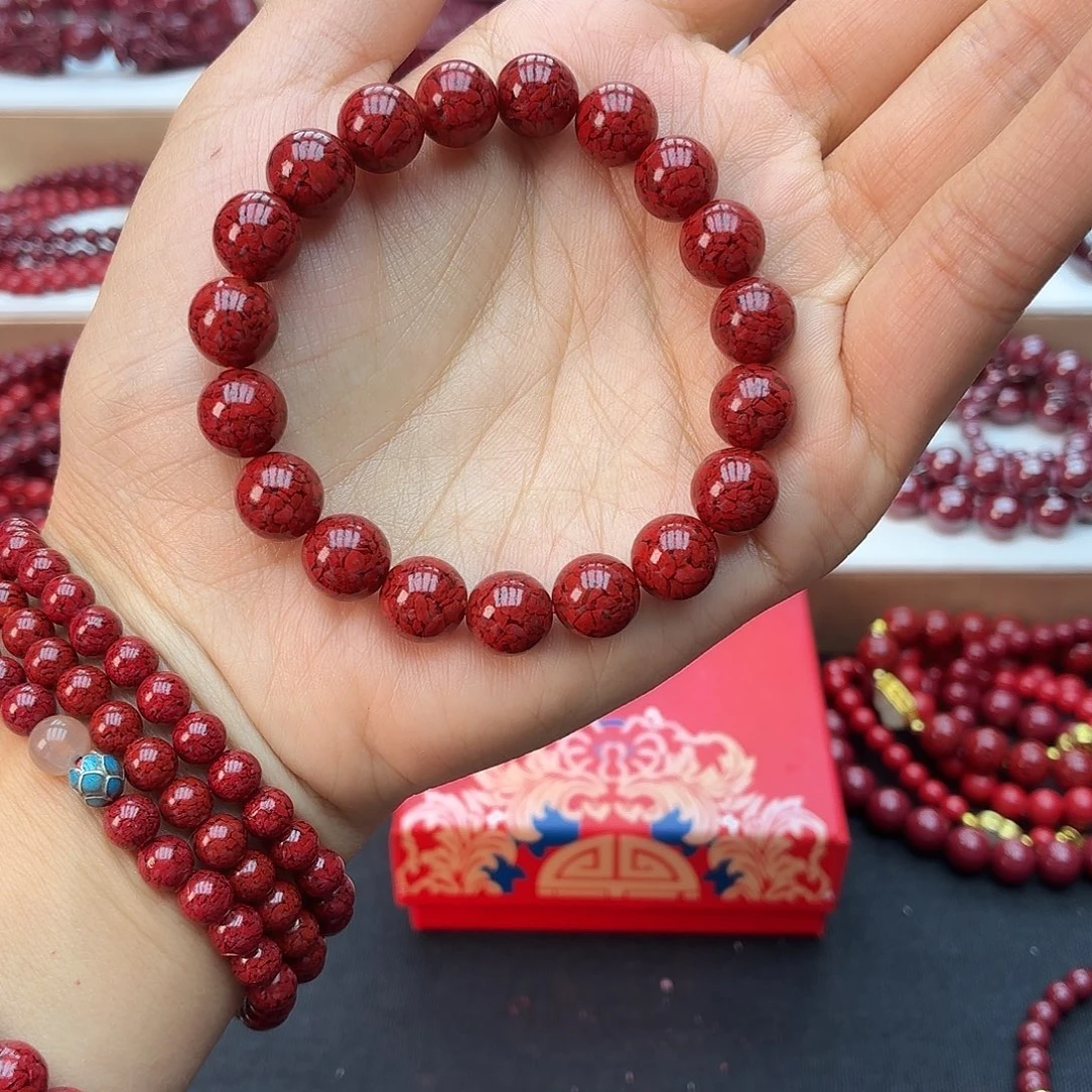 天然辰砂晶体16mm手串