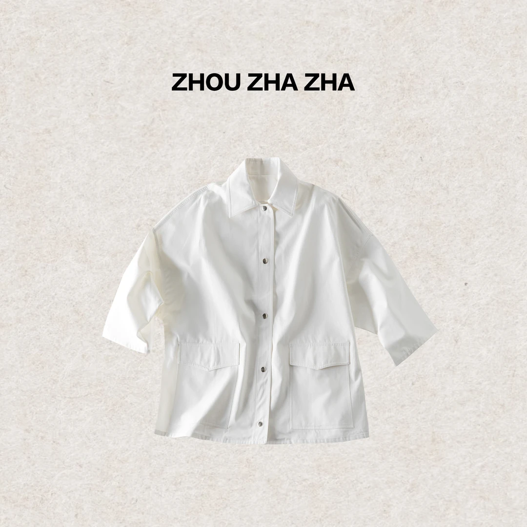 【周炸炸】高级感时尚翻领纯色斜纹落肩含羊毛外套#250059