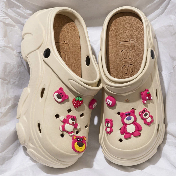 新款厚底增高凉鞋女夏季外穿防滑透气沙滩踩感洞洞鞋外穿厚底包头