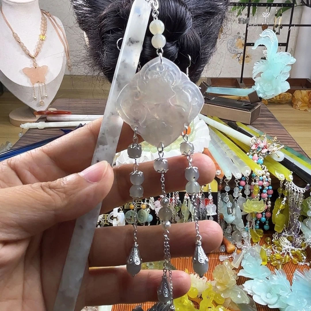 蛇纹石玉合金发饰