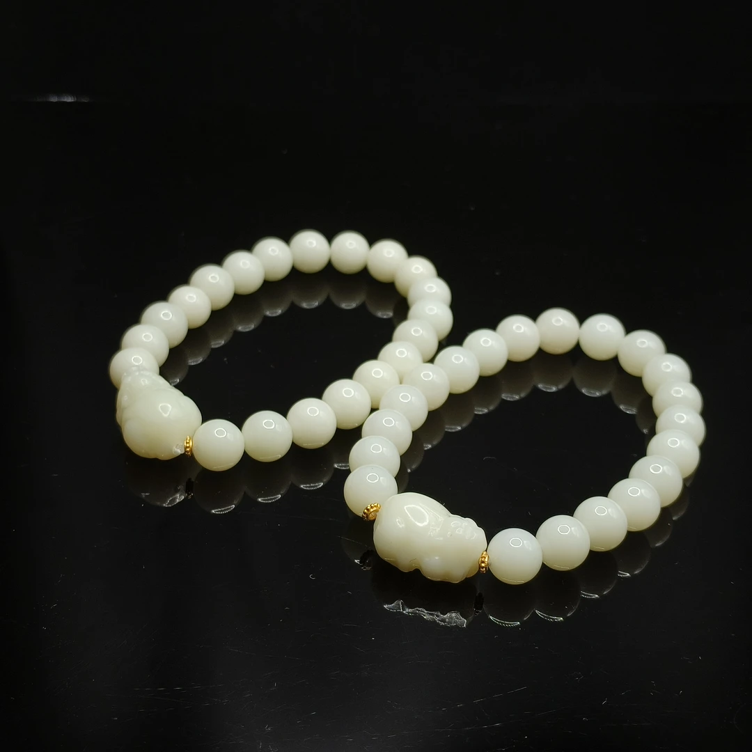 【东北哥精选】和田玉DIY貔貅单圈手串N1【多样性发其一】约8mm