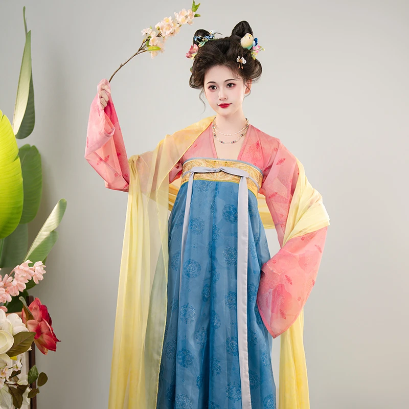 山迟【青灯】汉服敦煌唐制复原风显瘦齐胸襦裙披帛破裙夏透气套