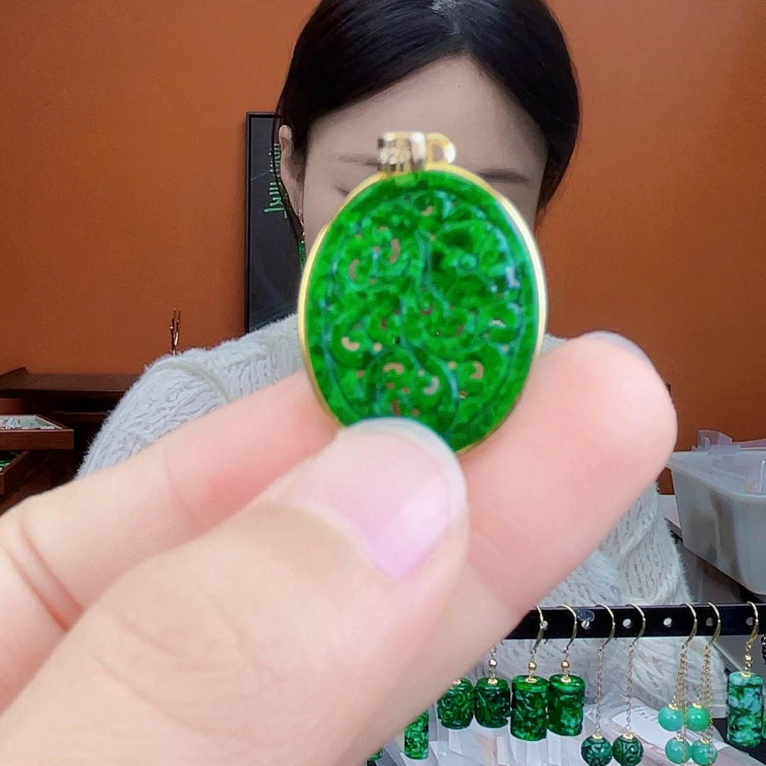 翡翠银S925镶嵌耳饰