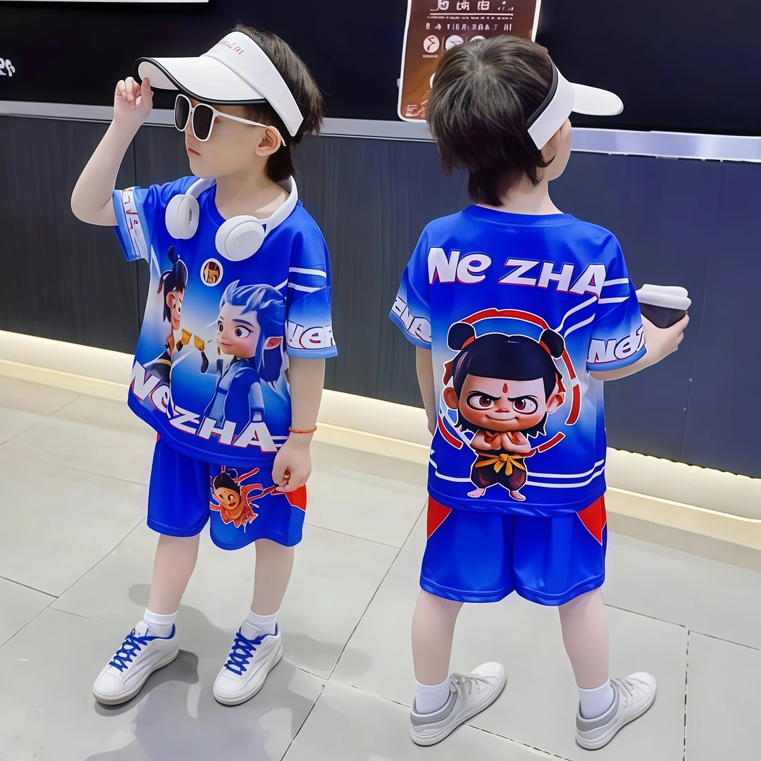 哪吒衣服男童夏季套装2025新款酷帅潮男孩宝宝夏装短袖夏日两件套
