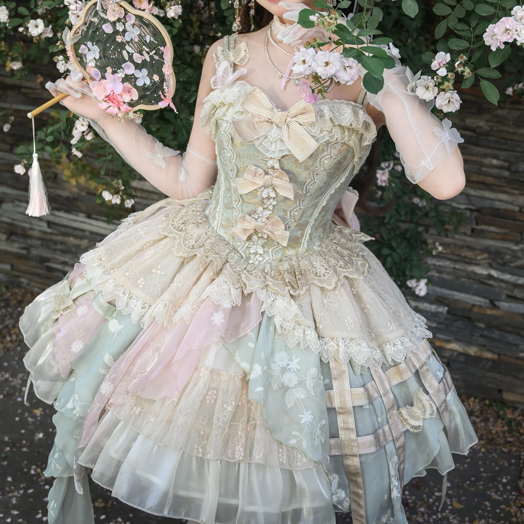 【现货】化蝶2.0猫芮可原创lolita华丽不规则裙摆设计感重工洛丽塔