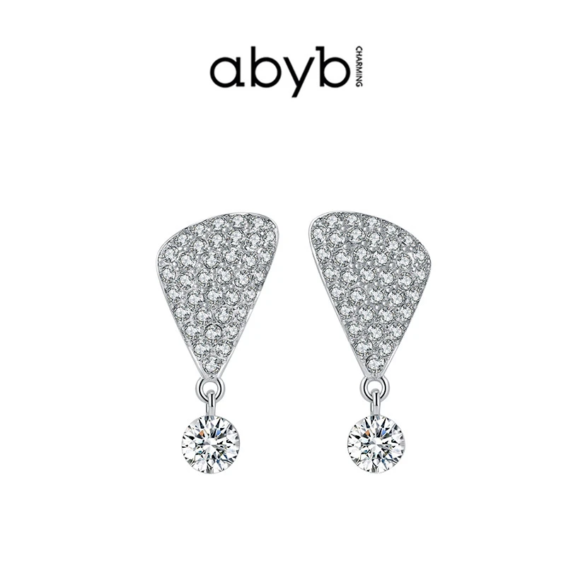 ABYBCHARMING 铜合金玻璃耳饰 表白&扑通扑通耳钉几何简约镶嵌