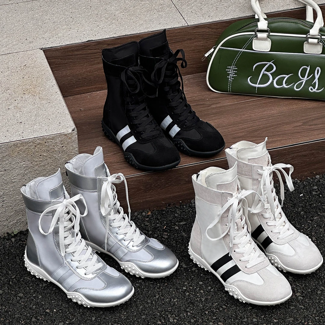 月月YYDS·真皮内增高马丁靴2025夏季新款拳击鞋时尚百搭骑士靴