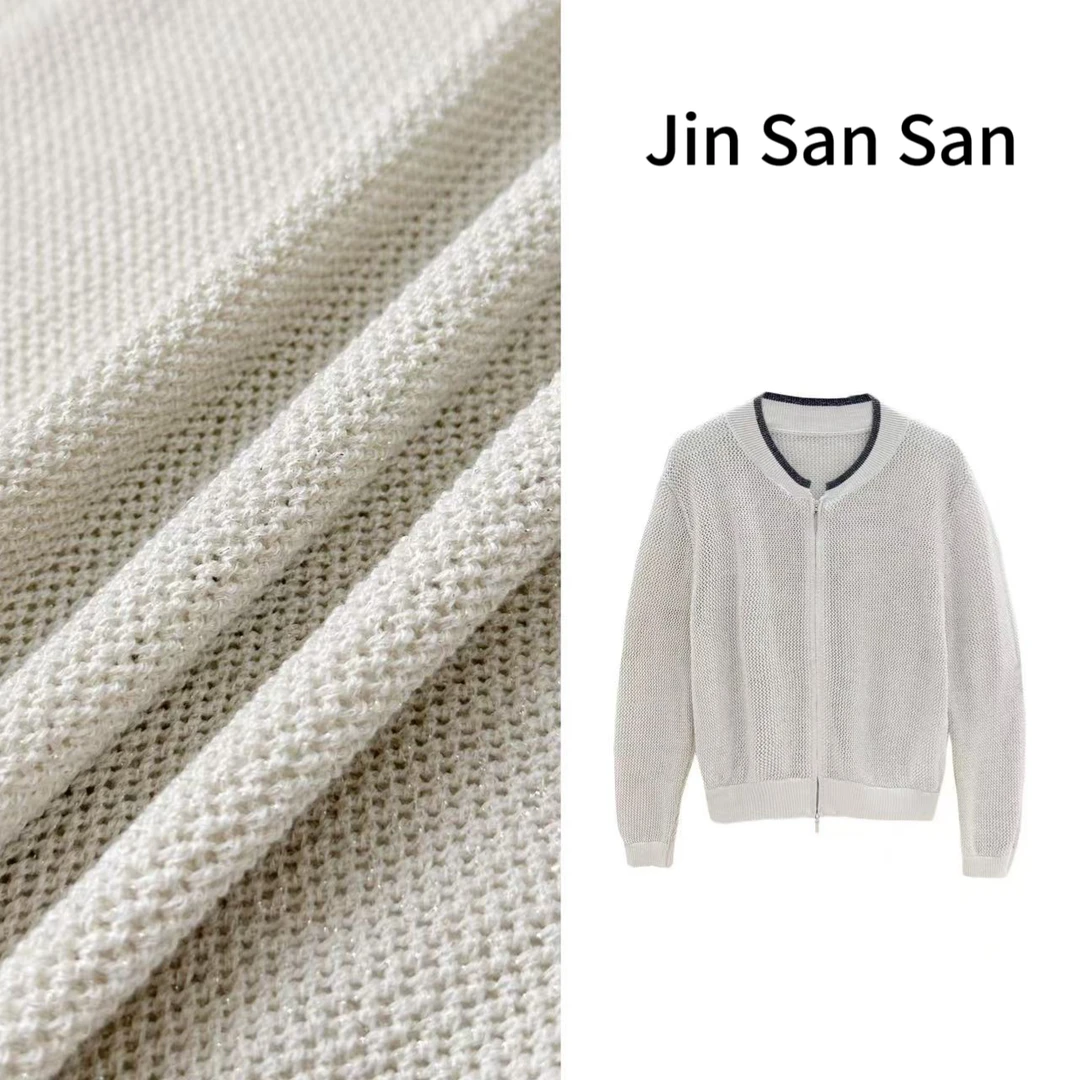 金三三【伊人夕岸】2025春季新款时尚气质重工毛衣开衫上衣H1361