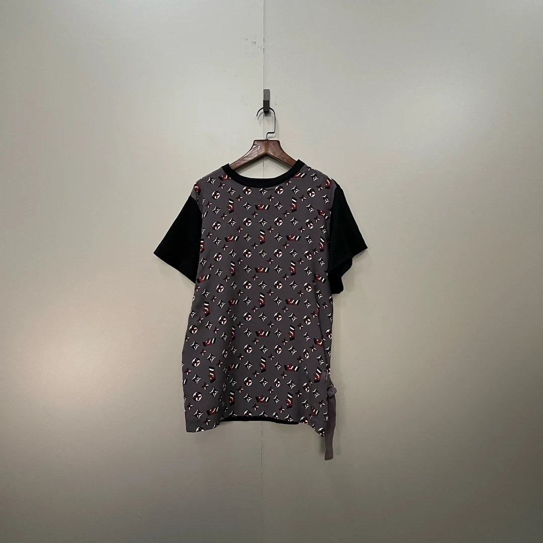 99新 LouisVuitton/路易威登 老花满印拼接短袖 L码si500412