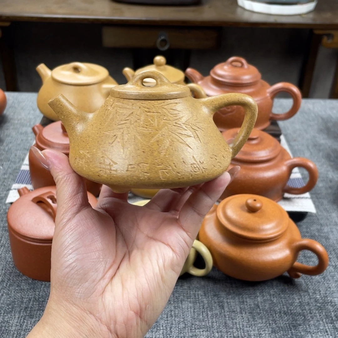 茶壶紫砂黄金段子冶石瓢全手30目200