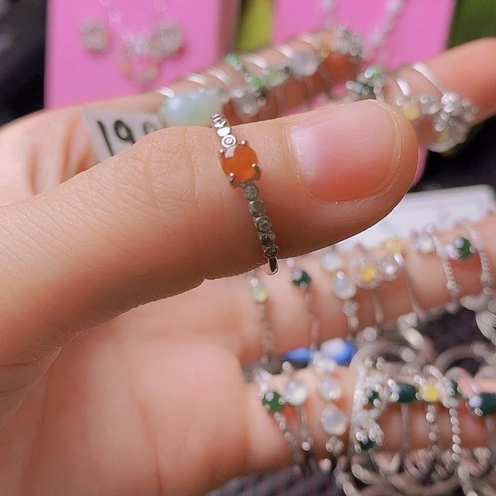 翡翠戒指银S925镶嵌F*b翡翠戒指