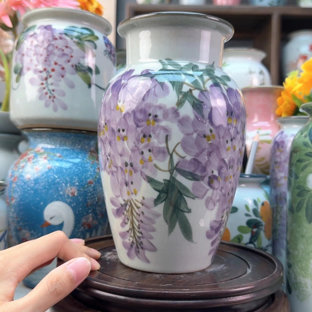 景德镇陶瓷手绘花瓶无孔