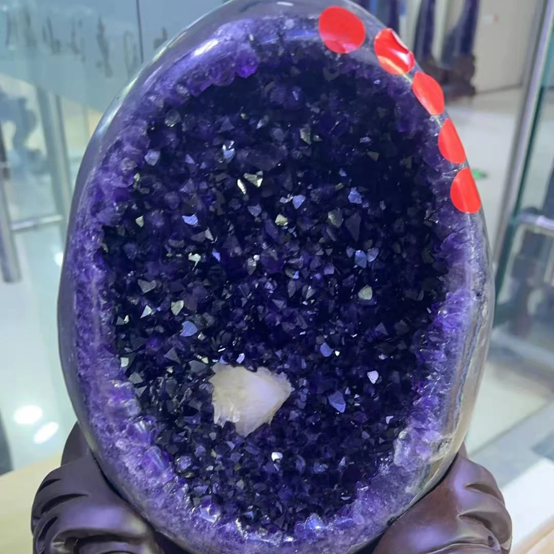 天然乌拉圭恐龙蛋紫水晶摆件